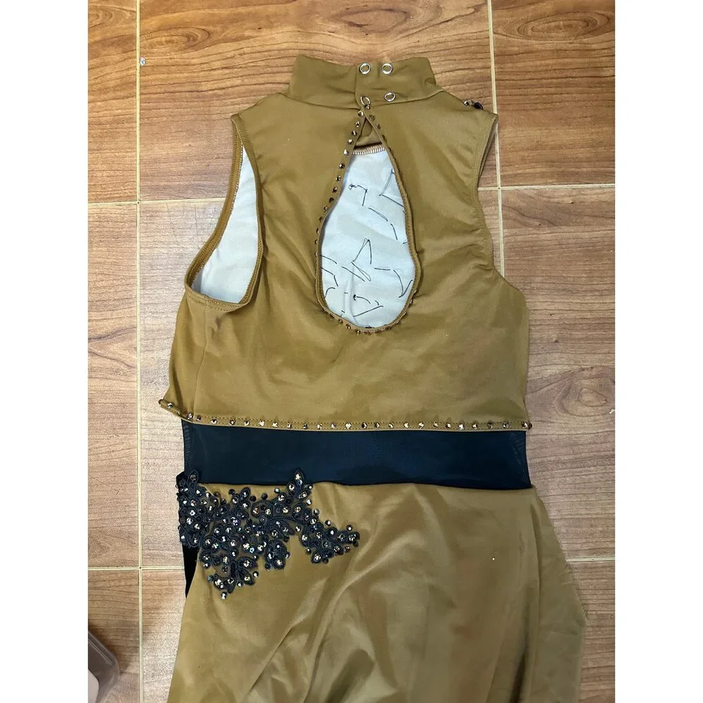 Pre-Owned Dance Costume Weissman 14719 Large Child Copper Appliques Lyrical Rhi